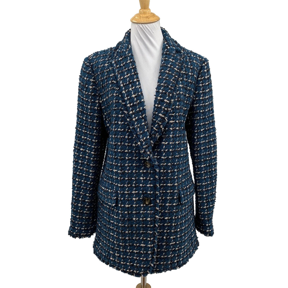 Ann Taylor Blazer Womens 12 Celestial White The Greenwich Tweed Back Vent Lined